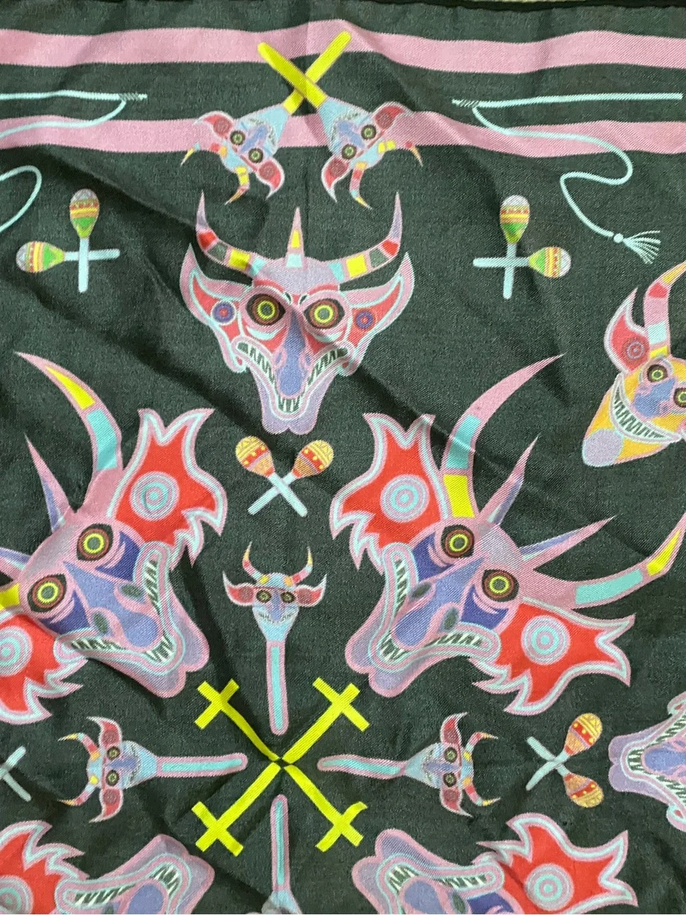 Meridiano 67º Diabladas 100% Real Silk Luxury Foulard Mythical 19” Square Scarf